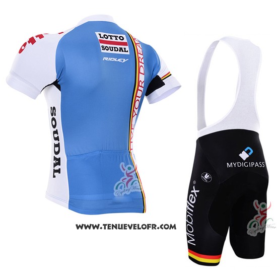 2016 Maillot Ciclismo Lotto Fix All Blanc et Bleu Manches Courtes et Cuissard
